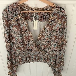 Anthropologie floral vneck top